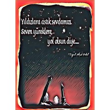 Tp Retro Vintage 5 mm Ahşap Üzerine Yıldızlara Astık Sevdamızı Temalı Poster Tablo 20X30 cm