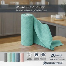 FB Cup (20'li Rulo) Mikro-Fb Çok Amaçlı %100 Mikrofiber Temizlik Bezi 25X32 Kopart Kullan Turkuaz