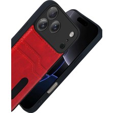Najmaddin Newface Apple Iphone 17 Pro Max Sara Kartvizitli Deri Kılıf - Kırmızı
