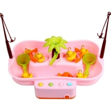 Mavi Su Dünyası Oltalı Havuzlu Ördek Tutma Oyun Seti | Müzikli Işıklı | Pembe Renkli