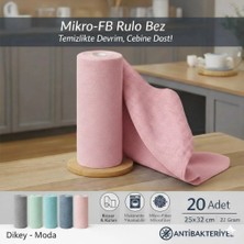 FB Cup (20'li Rulo) Mikro-Fb Çok Amaçlı %100 Mikrofiber Temizlik Bezi 25X32 Kopart Kullan (Pudra Pembesi)
