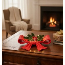 LUNALAB3D Kırmızı Fiyonk Dekoratif Tabak - Estetik Takı ve Sunum Tepsisi