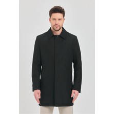 Trend Kombin Erkek Siyah Klasik Yaka Standart Fit Trençkot