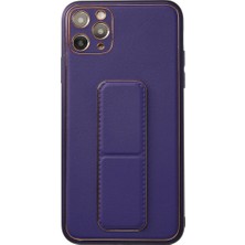 Alem Iphone 11 Pro Max Kılıf Coco Deri Standlı Kapak - Mor