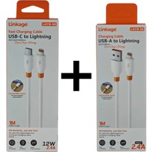Şarj Kablosu 2.4A 12W Usb-C To Lightning-Linkage 2.4A Usb-A To Lightning Şarj Data Kablosu 2ADET
