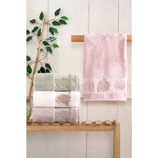 Fiesta %100 Pamuk Penye 3D Naturel Aplikeli 50X90  4 Lü Kutulu Havlu Seti