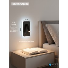 Yeo Aydınlatma Yatak Başı Modern Duvar Apliği - USB & Type-C Şarj Girişli Okuma Lambası