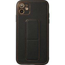 Epilons Iphone 12 Kılıf Coco Deri Standlı Kapak - Siyah