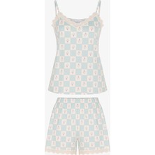 Penti Yeşil Serenity Çiçekli Dantelli Şort Pijama Takımı
