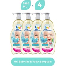 Uni Baby Şampuan Boyasız Pompalı Bebekler Için 4 Lü Set 900 ml