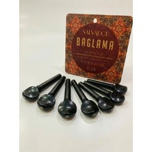 Yanıklar Müzik Nokta Sedefli Abanoz Bağlama Saz Burgu Takımı (7 Adet) 0.18 Bağlama Teli