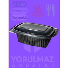 Yorulmaz Ambalaj 📶♨️ 🍴1000 cc Pp Kapaklı Sıcak Yemek Kabı 24’lü – Mikrodalgaya Uygun Sızdırmaz Paket Servis Kabı