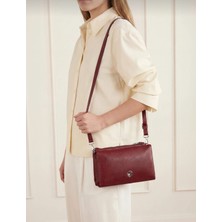 Özüm Çanta Kadın 3 Bölmeli Cüzdan ve Kartlık Detay Kol Omuz Uzun Askı Çapraz Çanta Bordo