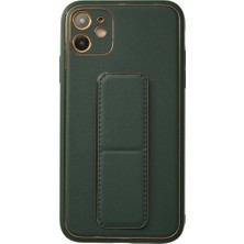 Epilons Iphone 12 Kılıf Coco Deri Standlı Kapak - Yeşil