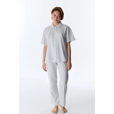Penti Mavi Rahat Club Gingham Gömlek Pötikareli Kısa Kollu Pijama Takımı