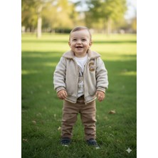 Aydede Kids %100 Pamuk Erkek Bebek 3’lü Takım – Içi Yumuşak Astarlı Ceket, Baskılı Tişört ve Pamuklu Pantolon