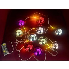 Alem 2 Metre 10 LED Pilli 2 Kademeli Parlak Top LED Yılbaşı Ağacı Süsü Mz-3