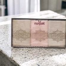 Nurpak Osmanlı Bambu Nakışlı %70 Bambu %30 Pamuk Kutulu 6 Adet 50X90 El Yüz Havlusu