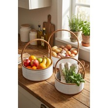 Plentiful 3 Parça Çok Amaçlı Rattan Sepet Seti – Modern Beyaz Seri