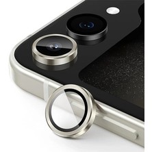 Erdo Ticaret Samsung Galaxy Z Flip 5 Valdez Metal Kamera Lens - Krem