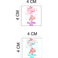 Azresa Kişiye Özel 50 Adet 4x4 Doğum Günü & Baby Shower Madlen Çikolata Sticker Etiketi