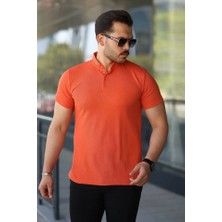 Erkek Hakim Yaka Dokuma Pamuklu Kumaş Kısa Kollu Tişört