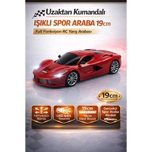 Trendzone Uzaktan Kumandalı Işıklı Ferrari Spor Araba 19CM | Full Fonksiyon Pilli Rc Yarış Arabası