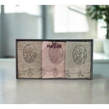 Nurpak Lale Bambu %70 Bambu %30 Pamuk Nakışlı Kutulu 6 Adet 50X90 El Yüz Havlusu