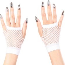 Erdo Ticaret Beyaz Renk Kısa Boy Fileli Örgü Eldiven