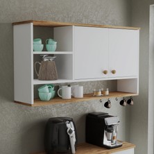 Sesa Mobilya Aksesuarları Ares Kahve Köşesi Çok Amaçlı Dolap Üst Modül Mutfak Rafı 120 cm