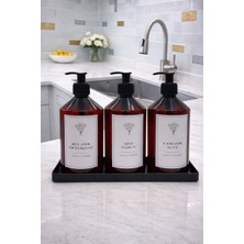 Ayça Home 3'lü Plastik Mutfak Lavabosu Seti Altlıklı Bulaşık Deterjanı,çamaşır Suyu,sıvı Sabun Etiketli 500 ml Plastik Şişe