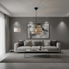 Elizim Home Lighting Silindir Hasır Görünümlü Abajur Sarkıt Avize