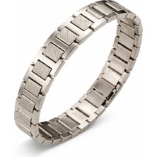 ArmoniaVital Premium Erkek Çelik Bileklik - Gümüş Renk Geometrik Desenli Lüks Kordon