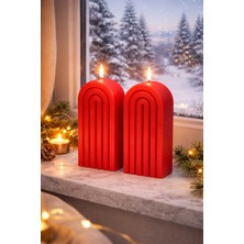 Odesia Premium Kemer Tasarım Mum Seti – El Yapımı Kırmızı Dekoratif Modern Mum (2’li Set)