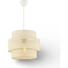 Elizim Home Lighting Silindir Hasır Görünümlü Abajur Sarkıt Avize