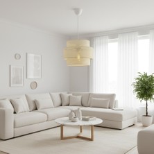 Elizim Home Lighting Silindir Hasır Görünümlü Abajur Sarkıt Avize
