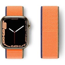 Newface Apple Watch 42MM Hasırlı Cırtcırtlı Kordon - Turuncu