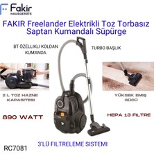 Fakır 890W Freelander Toz Torbasız Kumandalı Süpürge + Fakir Molly Turuncu Dijital Mutfak Tartısı Hediye