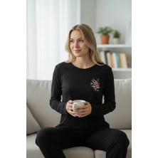 North Stand İnterlok Kumaş Rahat Baskılı Kadın Pijama Takımı