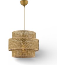 Elizim Home Lighting Silindir Hasır Görünümlü Abajur Sarkıt Avize