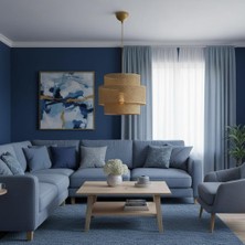 Elizim Home Lighting Silindir Hasır Görünümlü Abajur Sarkıt Avize