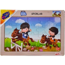 Aesco Ony-85-86-87-88 Ahşap Eğitici Puzzle Sporlar -Onyıl