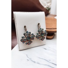 Fayra Accessories Kristal Taşlı Çiçek Figürlü Küpe