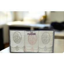 Nurpak Lale Bambu %70 Bambu %30 Pamuk Nakışlı Kutulu 6 Adet 50X90 El Yüz Havlusu