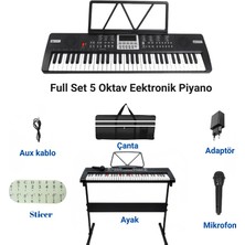 Multizone 61 Tuşlu 5 Oktav Dijital Org 100 Ses Ritim Mikrofon Nota Piyano Standı Taşıma Çantası