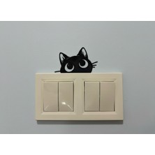 Portal 3d Kedi Dekoratif Duvar ve Priz Süsü - Siyah Minimalist Kedi Figürü - 6x4 cm
