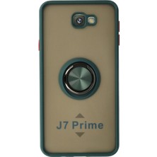 Magicool Samsung Galaxy J7 Prime Kılıf Montreal Yüzüklü Silikon Kapak - Yeşil