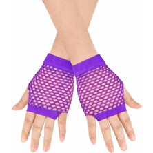 Magicool 80’ler 90’lar Retro Mor File Parmaksız Kısa Eldiven 11 cm