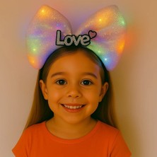 Magicool LED Işıklı Love Yazılı Pembe Fiyonk Taç – Kız Çocuk Parti Tacı