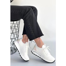 Aesco Feort Beyaz Triko Bağcıklı Spor Ayakkabı